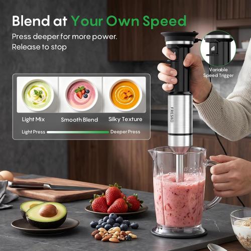 FRESKO Immersion Blender Handheld, Hand Blender with Variable Speed Trigger