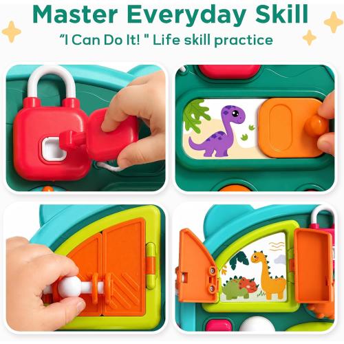 iPlay, iLearn Dinosaur Busy Board Montessori Toy for Toddlers Age 1-3, 2-4