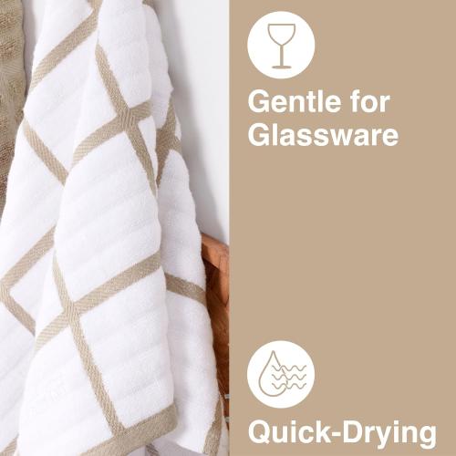 All-Clad Checked Kitchen Towel: Highly Absorbent, Super Soft Long Lasting - 100% Cotton, 17x30 Tea Towel for Cleaning & Drying Dishes, Pans, Glassware, or Countertops, (2Pack), Cappuccino