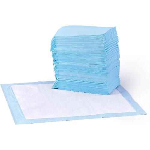 Amazon Basics Leak-Proof Dog and Puppy Potty Training Pee Pads with Quick-Dry 5-Layer Super Absorbent Surface for Dog Training, Floor Protection, Regular Size 22x22, Blue & White, 50 Count