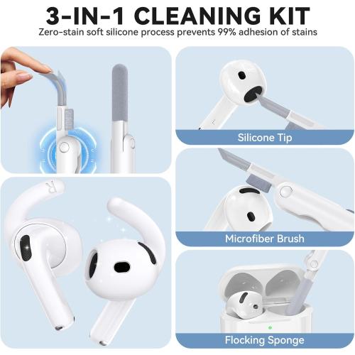 4 Pairs Anti-Slip for AirPods 5 / AirPods 4 Ear Tips Hooks (White)