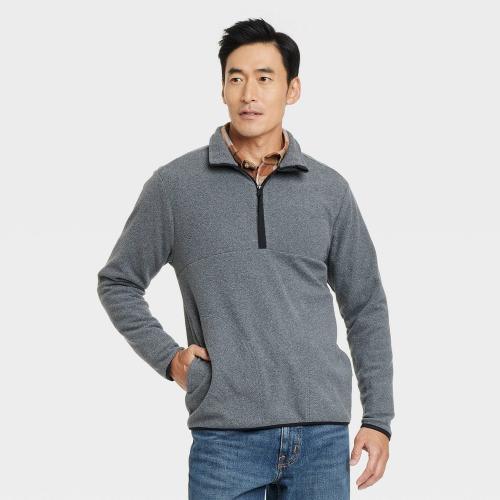 Men's Polar Fleece Half Zip Sweatshirt - Goodfellow & Co™ Black L