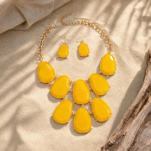 Firstmeet Chunky Bubble Statement Collar Necklace with Earrings for Women