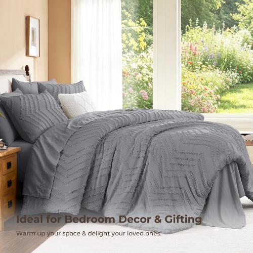 Litanika King Comforter Set with Sheets, 7 Pieces Boho Bed in a Bag