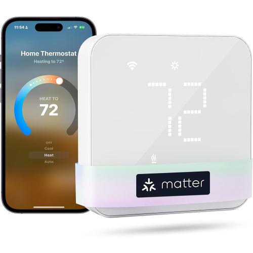 meross Smart Thermostat for Home, WiFi Thermostat Works with Matter, Alexa, Apple Home, Google Assistant, App & Voice Control, 7x24h Scheduling, Energy Saving, C-Wire Required