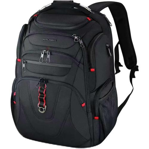 KROSER TSA Friendly Travel Laptop Backpack 17.3 inch XL Computer Backpack Water-Repellent College Daypack Business Backpack with RFID Pockets & USB Port for Men/Women-Black