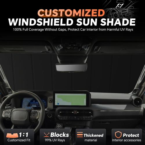 Windshield Sun Shade for Nissan Frontier 2022-2026 | Customed Window Sunshade, Full Coverage, Car Accessories Sun Visor Protector, Blocks 99% UV Rays