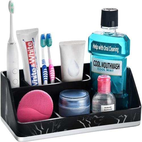 Bathroom Sink Organizer, Toothbrush Holder for Bathroom Counter, Black