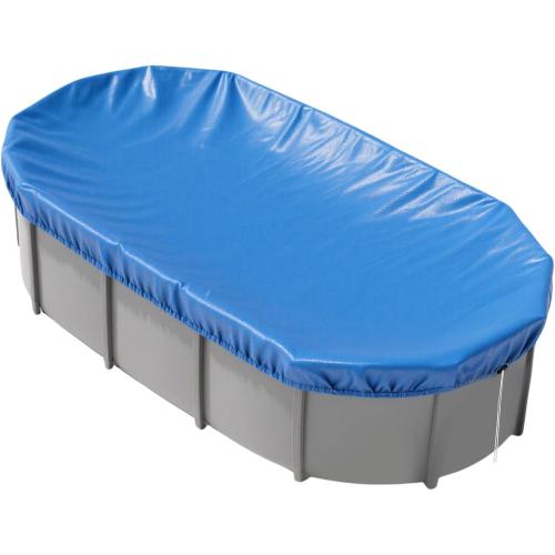 16x10 FT Oval Pool Cover for Above Ground Pools,Solar Oval Pool Cover Protector with Drawstring for Cold and UV Resistant,Dustproof -All-Weather Protection(Blue)