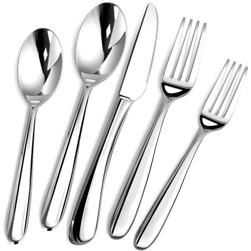 Heavy Duty Silverware Stainless Steel Flatware Cutlery Set | Heavy Duty Steak Knife Fork and Spoon, Dishwasher Safe, Gift Package for Wedding Housewarming