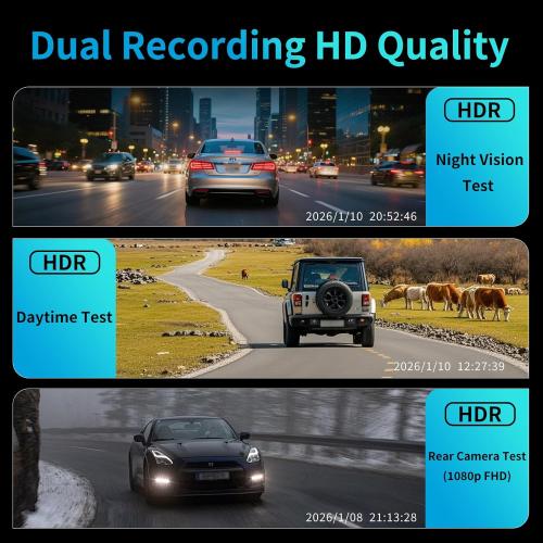 KCV 4K Rear Mirror Dash Cam for Ford F150 F250 F350 (2009-2025 with 16pin Auto dimming), Front 4K   Rear 1080P Camera, Integrated Replacement OEM Look, Plug & Play, Free 64GB Card