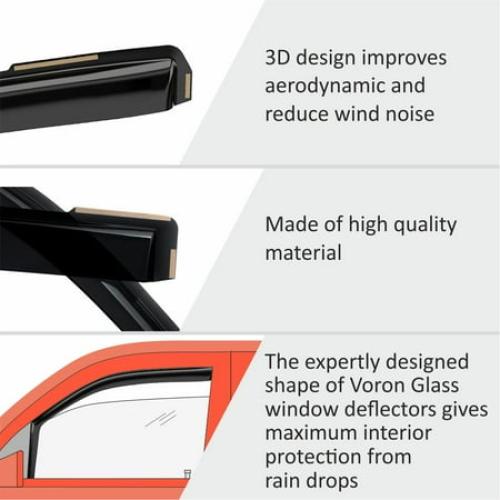 Voron Glass In-Channel Extra Durable Rain Guards for Ford Explorer 2011-2019, Window Deflectors, Vent Window Visors, 4 Pieces - 220116