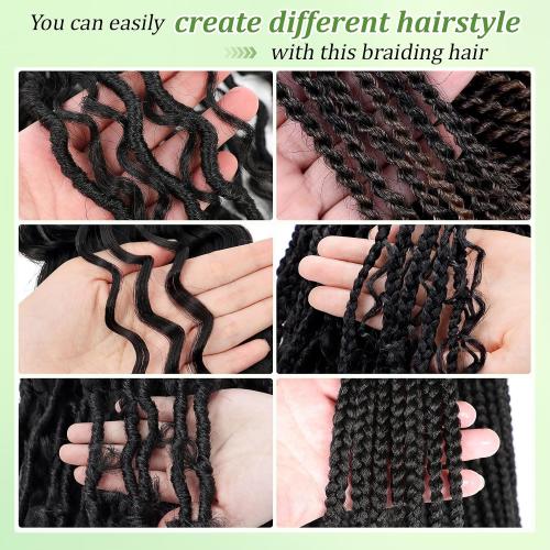 Eerya 18 Inch Deep Wave Curly Braiding Hair 2 Packs Boho Hair for Braiding