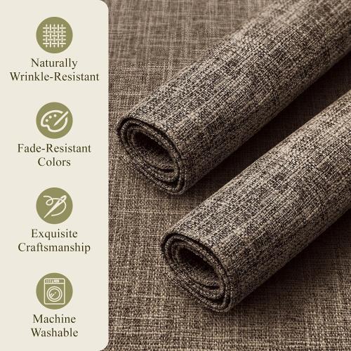 KXN Placemats Set of 8, Dual-Layer Thickened Faux Linen Table Mats, Heat Resistant & Wrinkle-Free, Machine Washable Cloth Place Mats for Kitchen Dining Indoor Outdoor (Burlap)