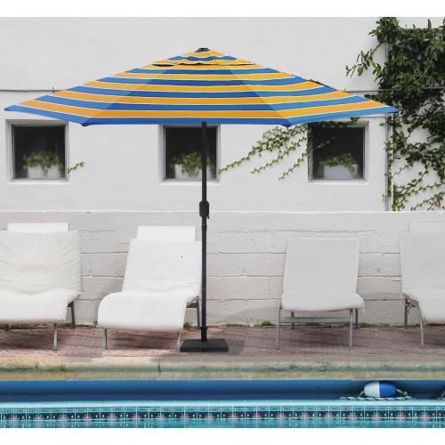 ontheway 10FT Patio Umbrella Enhanced Replacement Canopy Market Table 8 Ribs Umbrella Canopy (Yellow and Blue, 10FT)