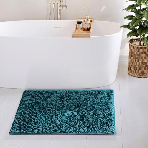 Hearth & Harbor Bathroom Rugs, Chenille Bath Mat - Machine Washable Bath Mats for Bathroom Non-Slip Backing Rubber, Quick Dry Bathroom Mat