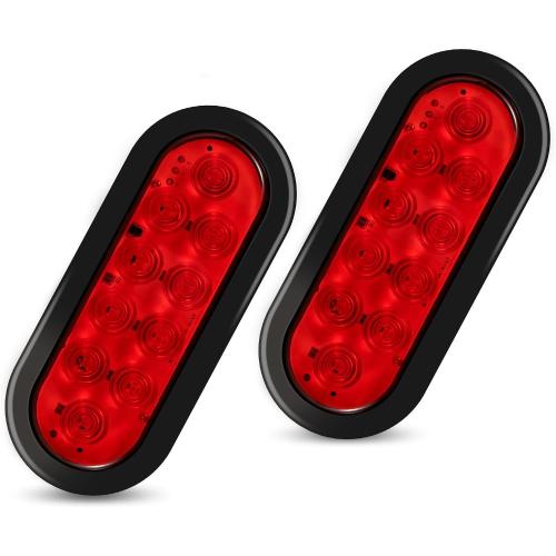 6 Oval LED Trailer Lights Kit, 2PCS Waterproof Stop/Turn/Brake Tail Lights with 10 LED Markers for Truck, RV, Boat, Trailer (Red) DOT Compliant