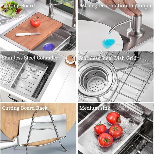 Missing faucet. Kitchen Sink 30 inch Drop in Kitchen Sink with Faucet Combo Modern Workstation Farmhouse Sinks Large Stainless Steel Single Bowl kitchen Sinks