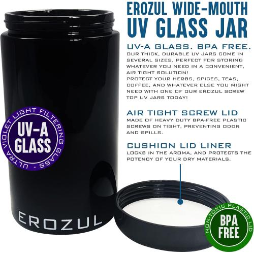 500 ml (1 oz) Screw Top Airtight Wide Mouth Ultraviolet Glass Jar with High UV Protection