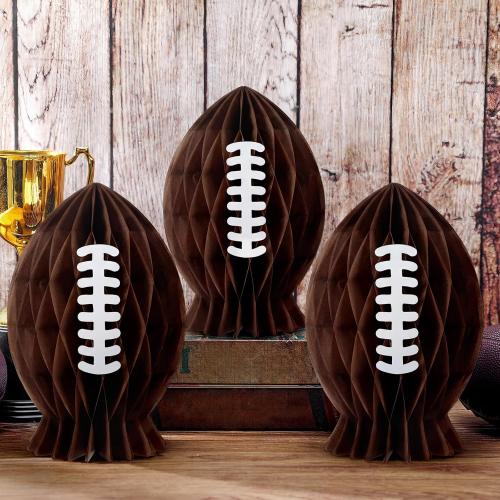 Fourluoo 3 Pcs Football Party Decorations 3D Honeycomb Table Centerpieces