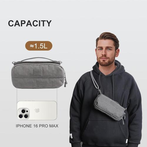 Sling Bag for Men/Women,Lightweight Nylon Travel Essential with Detachable Cord,Fanny Pack Crossbody Shoulder