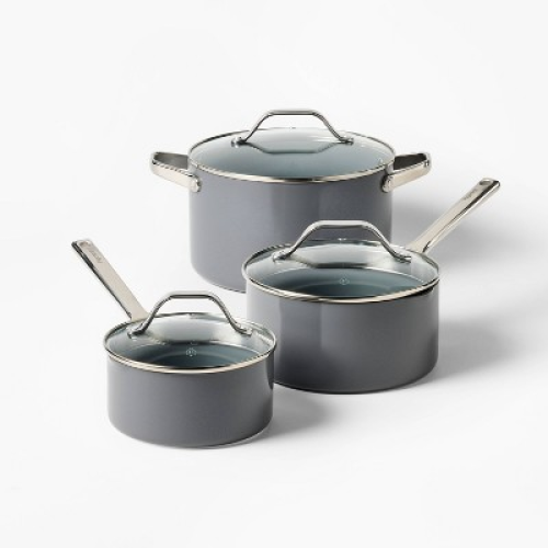 12pc Nonstick Ceramic Coated Aluminum Cookware Set Dark Gray - Figmint™