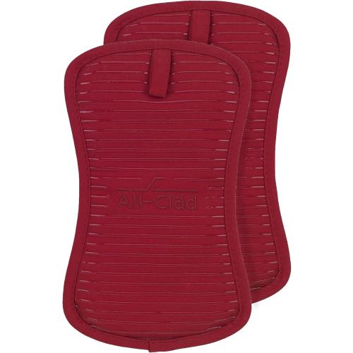 All-Clad Premium Pot Holder & Heating Pad, (2-Pack) Heat Resistant to 500 Degrees, 100% Cotton 10x6.25 for Kitchen and Barbeque, Chili Red