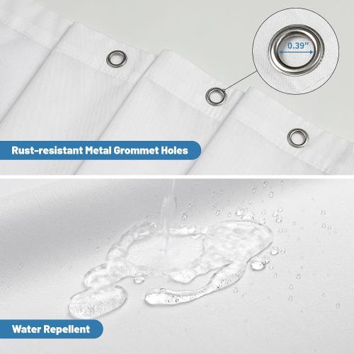 1 Pack Water-Repellent Fabric Shower Curtain Liner, 72x90 White