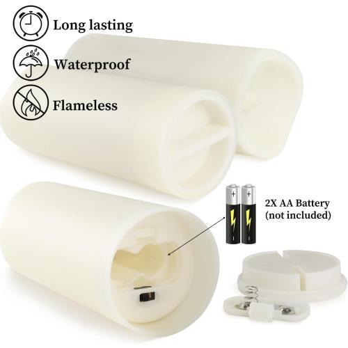 YOROXRG Set of 24 Waterproof Outdoor Flameless Candles, LED Candles with 4 Remote and Timer,(H 4 5 6 x D 2.2),for Christmas,Halloween,Wedding,Festival
