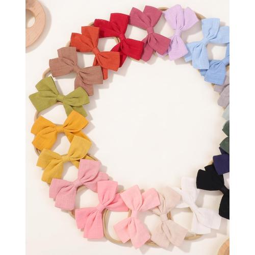 jollybows 20pcs Baby Girls Nylon Hair Bows Headbands Linen Hair Bands
