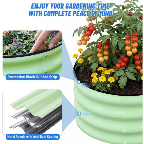 SnugNiture 2x2x1ft Round Galvanized Raised Garden Bed Kit Outdoor, Metal Planter Box for Planting Plants Vegetables, Green