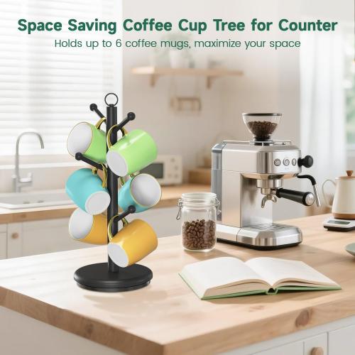 EsLuker.ly Mug Holder Tree Bamboo 360° Rotating Coffee Cup Display Rack