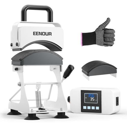 EENOUR Hat Press, Hat Heat Press Machine with 2 Platens & Caps Stretcher, Hat Press Heat Machine for Caps with Memory Mode, Precise Time and Temperature Control, Heat Transfer Printing for Caps, Hats