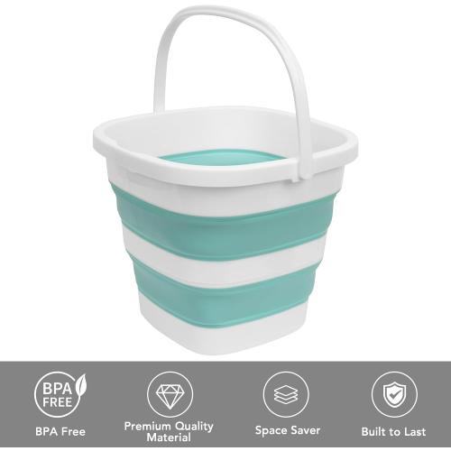 Collapsible Bucket, 2.6 Gallon 10L Mop Bucket for Cleaning, Car Washing, Portable Plastic Tub for Camping, RV, Beach, Fishing, Garden, Indoor and Outdoor Space Saving Wash Basin Ice Buckets