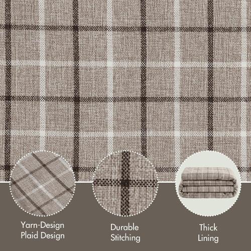 Madison Park Plaid Window Curtain Thermal Insulated, 1 Panel, 50x63 Brown