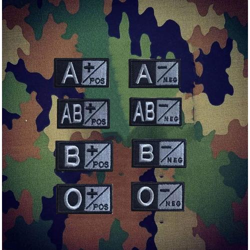 Tactical Blood Type Patches O  Positive POS Hook and Loop 2x1