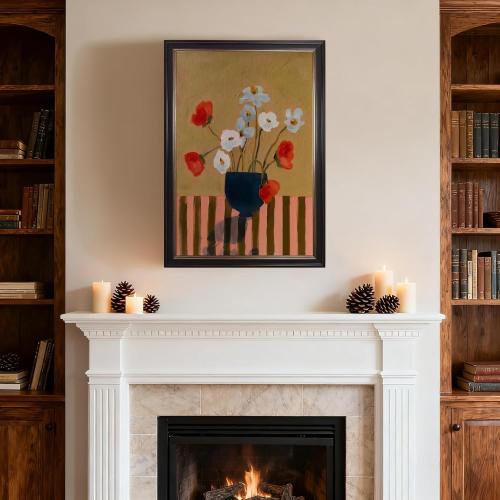 Black Framed Vintage Floral Oil Painting Canvas Wall Art Romantic Flower Bouquet Poster Classic Botanical Colorful Artwork Elegant Rustic Aesthetic Prints for Bedroom Home Decor 12x16inch
