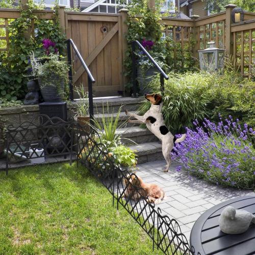 Ouliget Plastic Decorative Garden Fence,Grass Lawn Flower Beds Landscaping Edging Borders,Lightweight Outdoor Path Fence Panels,14in(H)×19in(L),Pack of 8