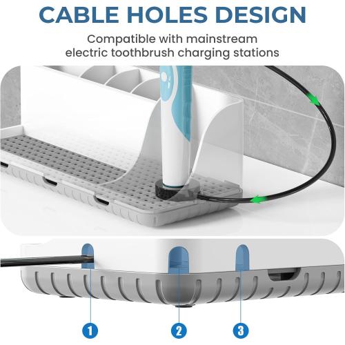 Bathroom Counter Organizers and Storage with 3 PCS Qtip Holder (White)