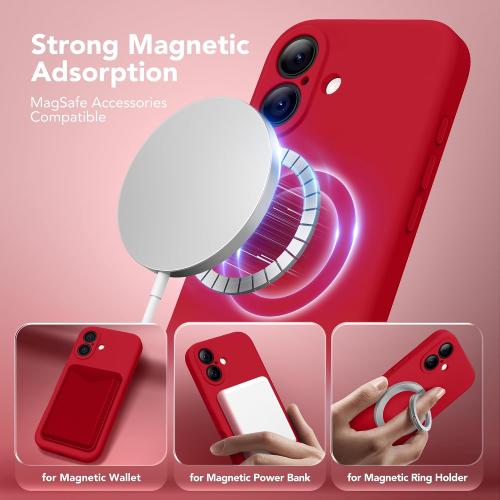 Magnetic for iPhone 17 Case Silicone Deep Red