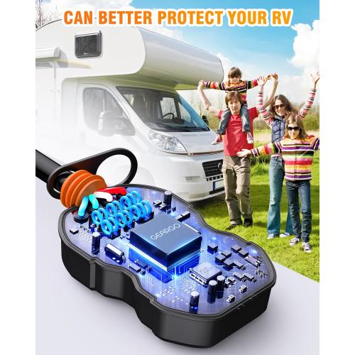GEARGO RV Surge Protectors 50 Amp, 15000 Joules RV Circuit Analyzer, IP68 Surge Voltage Protection, RV Adapter Plug for Camper (Orange)