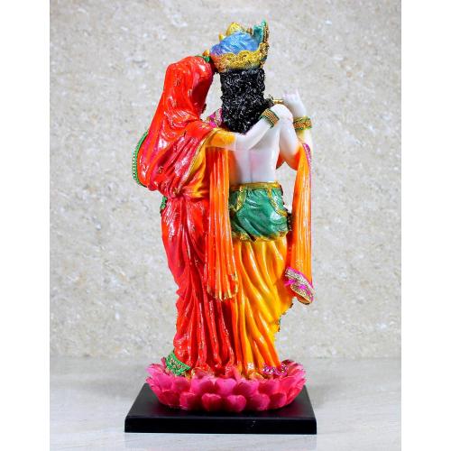 eSplanade Radha Krishna Kishan Standing on a Lotus Murti Idol Statue Sculpture - Resin - 16 Inches