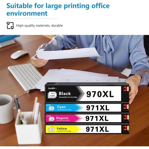 970XL 971XL Ink Cartridges High-Yield Replacement for HP Ink 970XL 970 971 for OfficeJet Pro X451dw X451dn X476dw X476dn X576dw X551dw Printer (4 Pack, Black/Cyan/Magenta/Yellow)