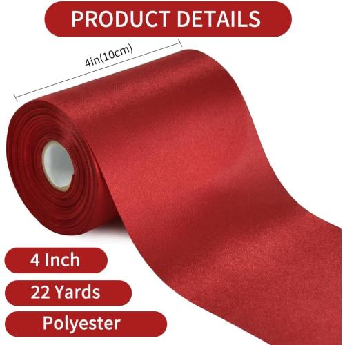 TONIFUL Burgundy Satin Ribbon 4 Inch 22yd for Gift Wrap Christmas Decor