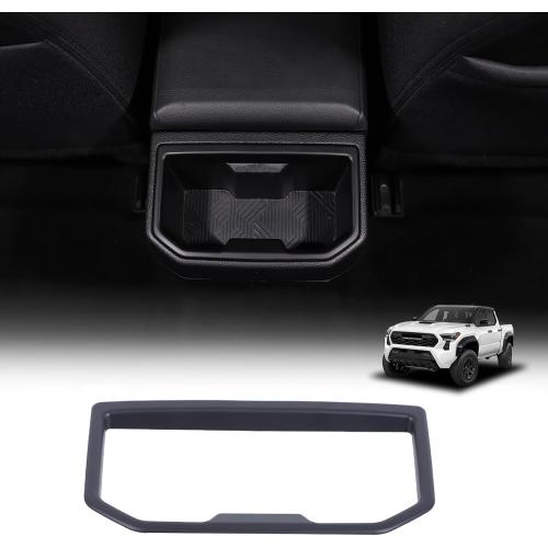 Daeiclru Rear Row Cup Holder Trim Compatible with Toyota Tacoma 2024 2025, Car Center Console Armrest Rear Water Cup Holder Frame Interior Accessories (Matt Black)