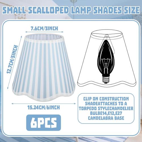 Gerrii 2 Pcs Scalloped Lamp Shades Chandelier, Blue, Blue Striped ONLY 2 PCS‼️