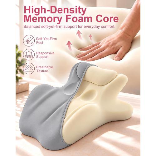 Memory Foam Intimacy Couples Pillow, 27° Ergonomic Wedge, Grey