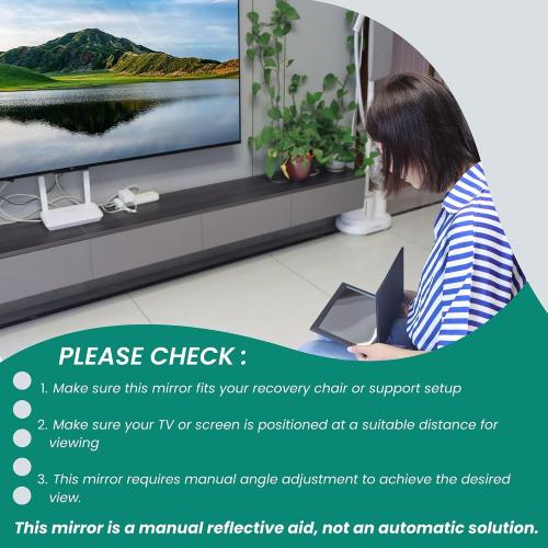 Adjustable Face Down Mirror for Vitrectomy Recovery - 10 x 7, Black