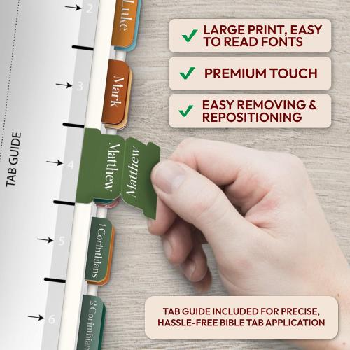 90 Christian Bible Tabs for Women, Men, and Kids - Assorted Colors - Large Print Laminated Labels - Bible Index Tabs for Church, Bible Study