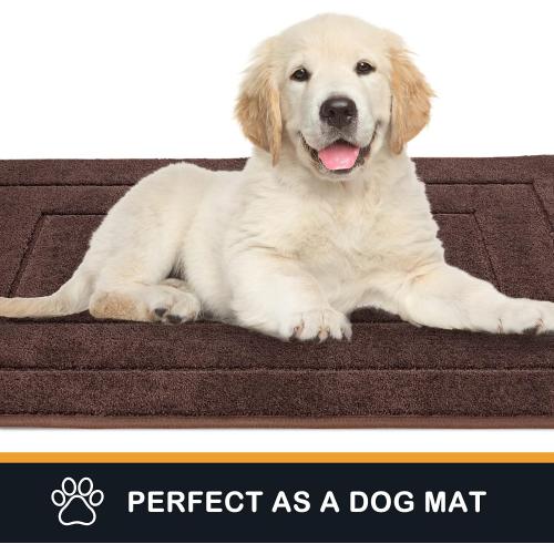 PURRUGS Dirt Trapping Door Mat 32 x 70, Non-Slip/Skid Machine Washable Entryway Rug, Dog Doormat, Super Absorbent Welcome Mat for Muddy Wet Shoes and Paws, Brown